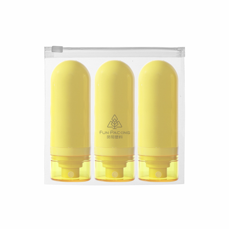 Picture of Travel wash and care suit three-piece PE suede hose bottle portable skin care products wash squeeze facial cleanser sub-bottle