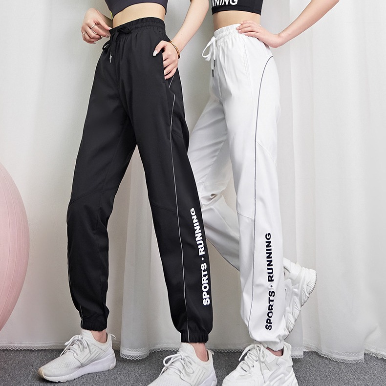 Fitness Pants Women's Spring and Summer Outer Wear Running Pants Elastic Loose High Waist Casual Foot Trousers Online Popular Yoga Pants Women