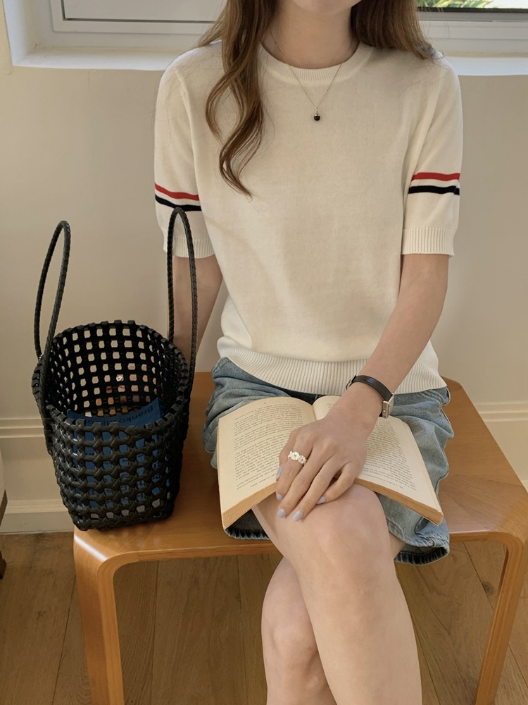 Tb New College Style Pure Cotton Short-Sleeved Women's Double-Sleeved Loose Slimming Look Summer New Tops Versatile T-Shirts