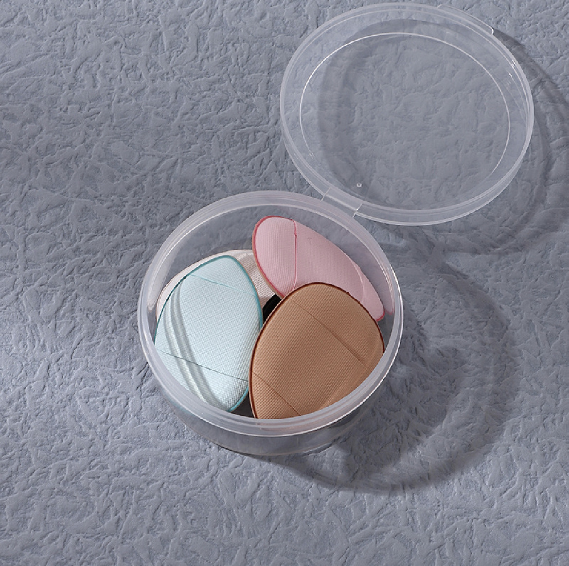 mini fingertip puff storage box mini wet and dry thumb air cushion puff sponge cotton candy plastic box