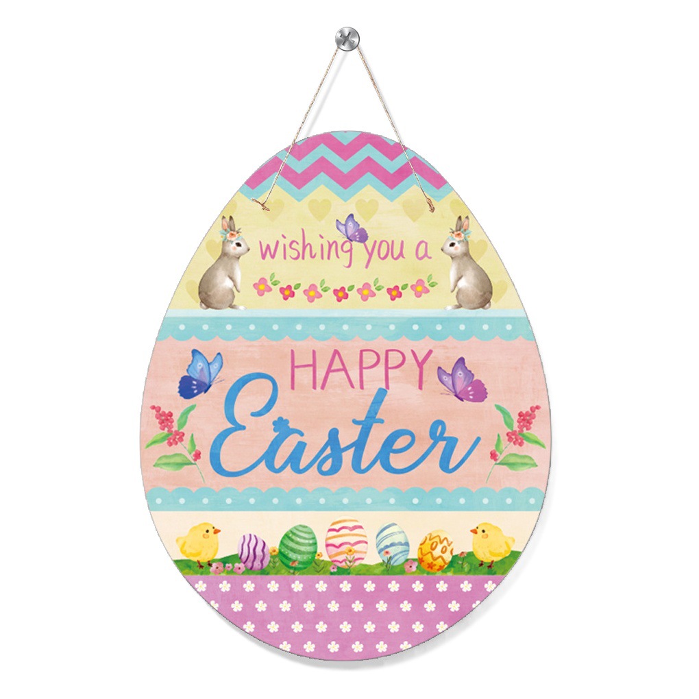 Easter family party porch decoration listing WELCOME WELCOME to door plate hanging decoration wholesale customization