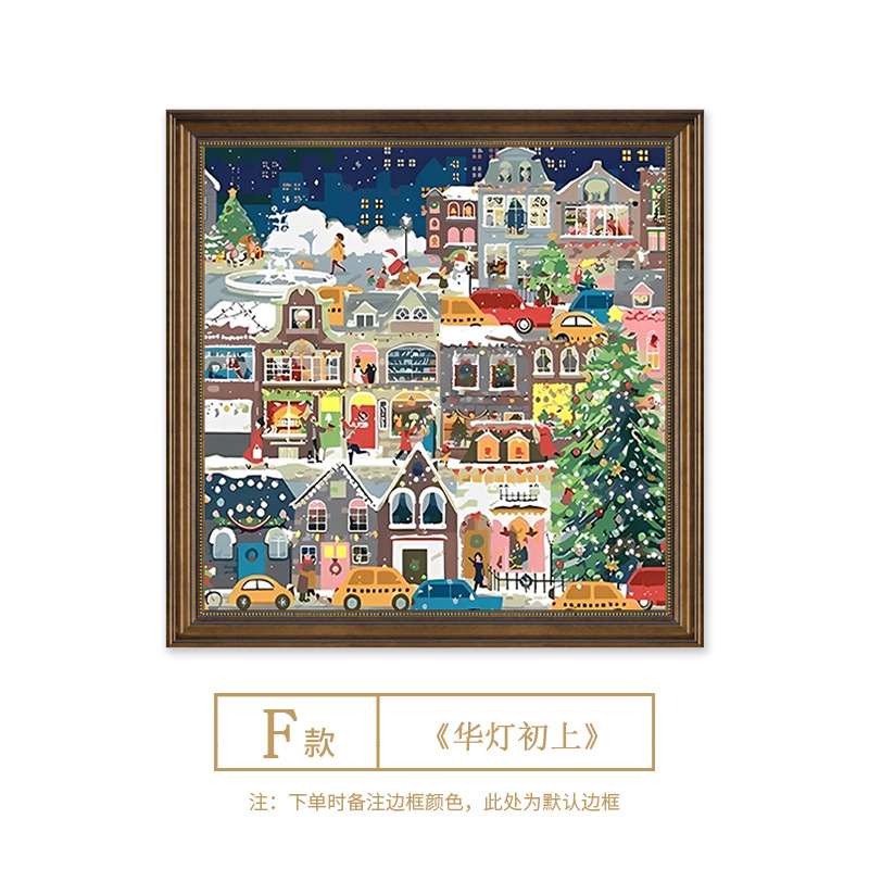 Picture of Winter Lights Hanging Painting Christmas Decorative Painting American Entrance Entrance Auschle Murals Bedroom Painting Restaurant High-level Oil Painting