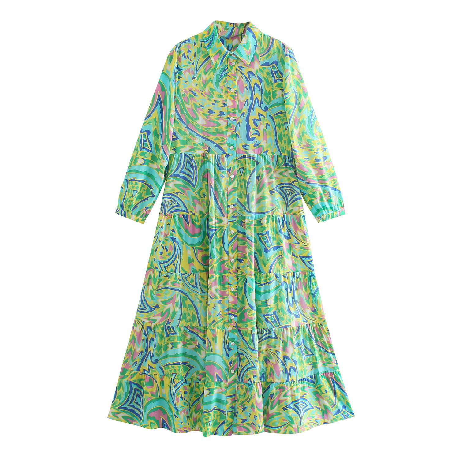 2025 Export Cross-Border Wholesale European and American Clothing Flower Print Dress 1056