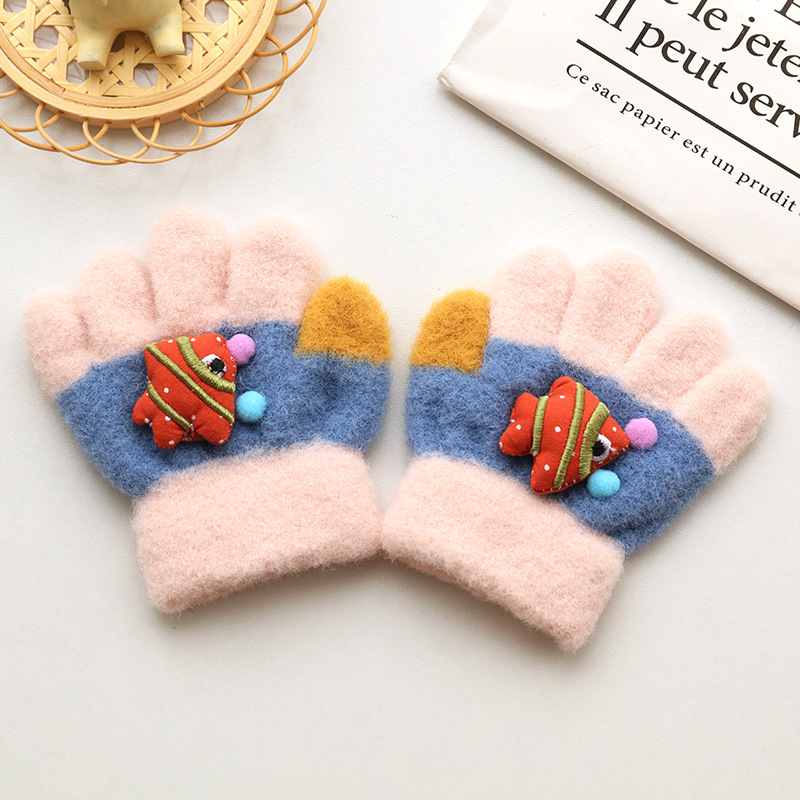Picture of Children's Gloves Five Fingers Baby Autumn and Winter Cute Trendy Boys and Girls Students Thickened 1-3 Years Old 2 Warm Kids