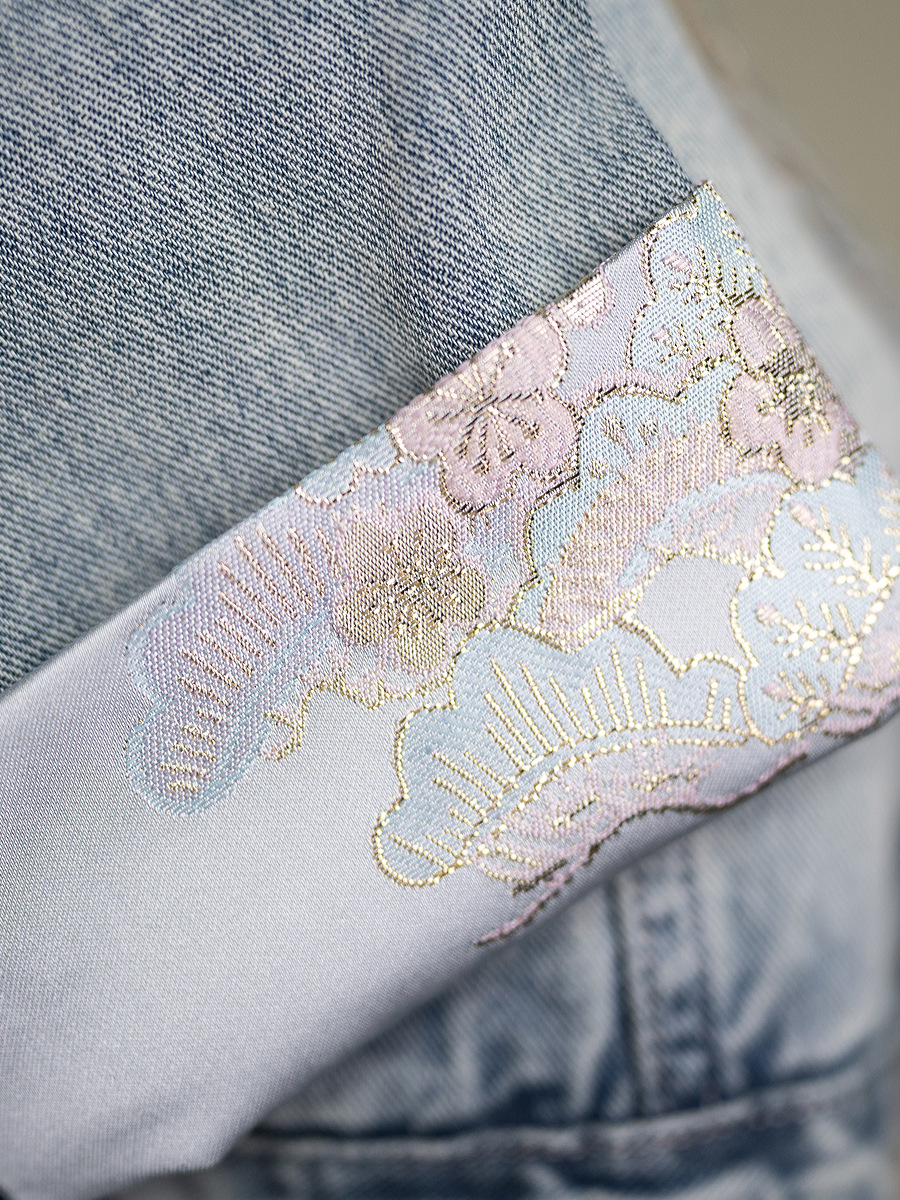 Picture of Sedu's New National Style Embroidered Sequined Denim Jacket for Women, Slim Fit, Short Cuffed Cuffs, Casual Soft Jacket