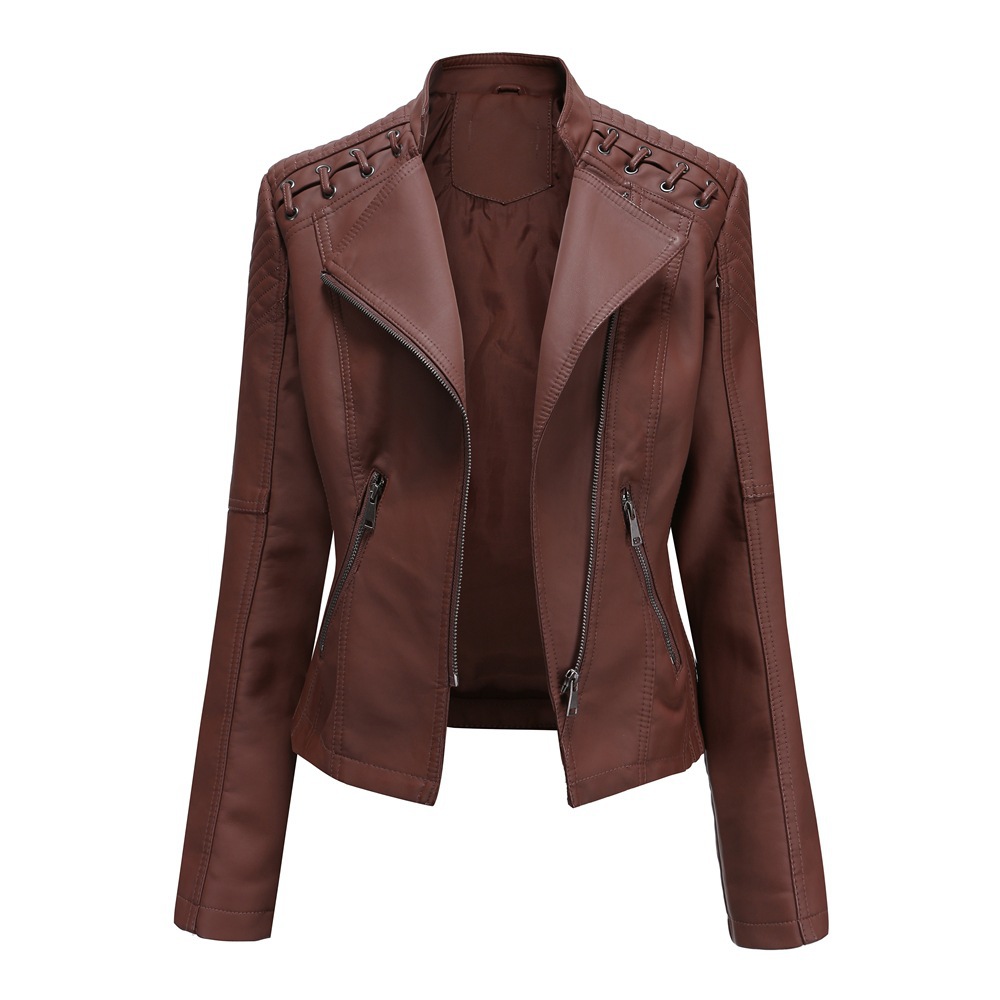 Picture of Exquisite leather jacket youthful fashion European and American women's leather jacket short jacket slim-fit thin