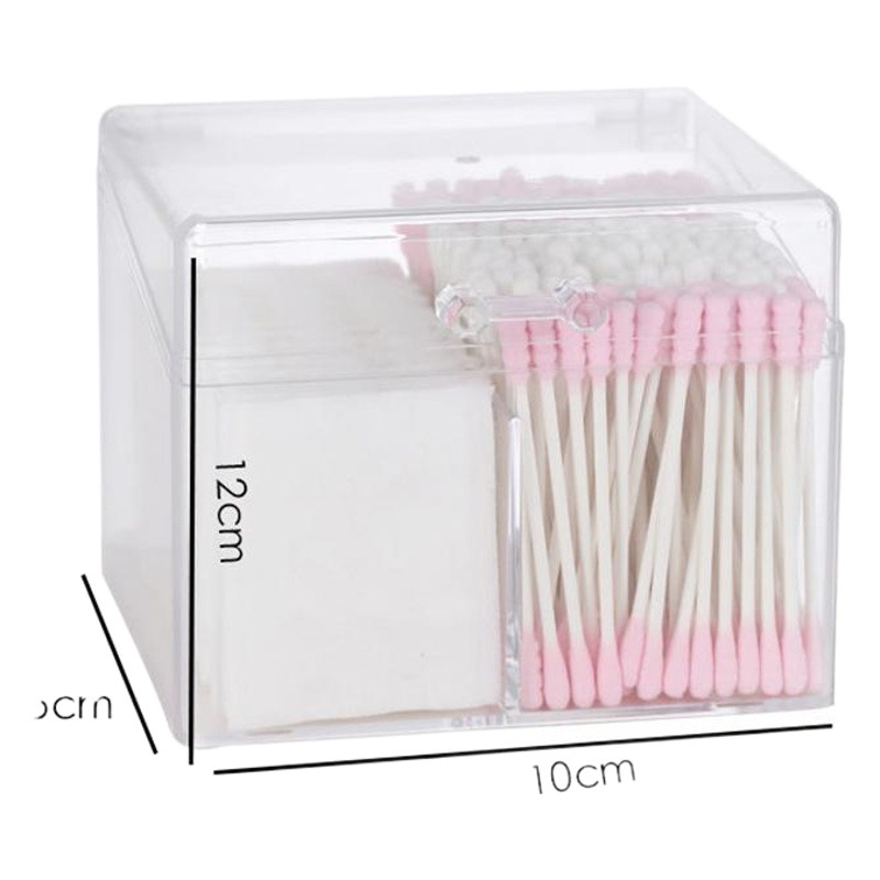 Acrylic Flip Cotton Sticks Box Simple Desktop Lipstick Storage Box Transparent Dustproof Cosmetic Cotton Storage Box