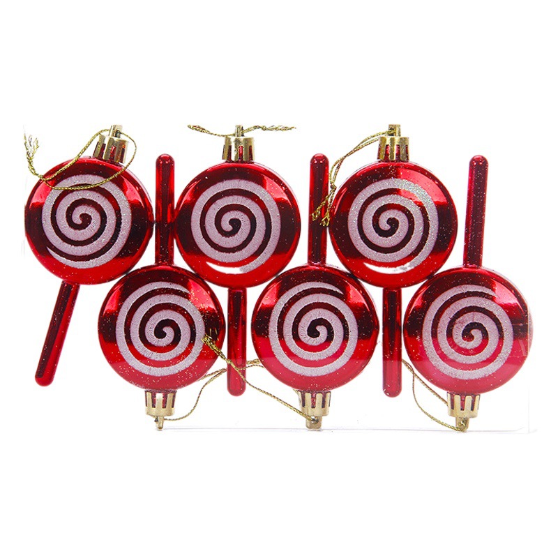 Cross-border new Christmas glossy lollipop vortex painted Christmas candy Christmas tree ornaments wholesale