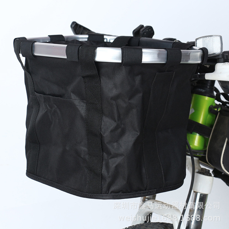Factory wholesale bicycle quick release cloth basket mountain bike basket aluminum alloy cloth pocket folding basket bag