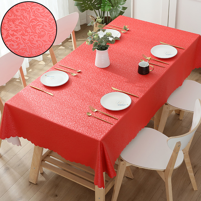 Picture of European-style Waterproof Tablecloth Table and Chair Oil-proof Hotel Restaurant Household Rectangular Jacquard PU Anti-scald Wash-free