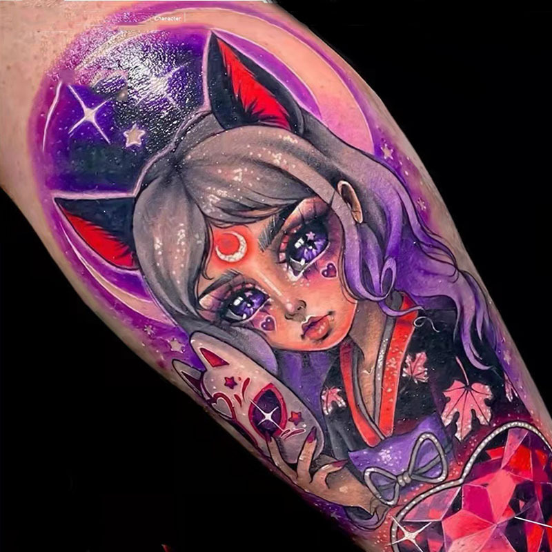 Picture of Diablo Tattoo Sticker Women's Waterproof Lasting European and American Violence Lori ins Cute Cartoon Flower Arm Non-Reflective Anti-Han