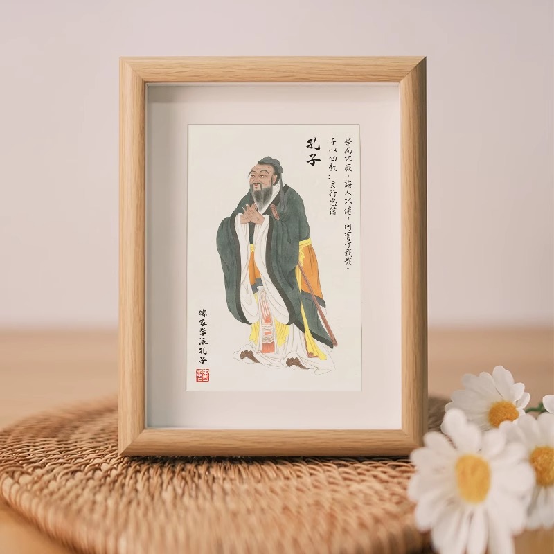 Picture of Confucius portrait set table Confucius like student inspirational decorative painting Confucius sage photo frame study book desktop ornaments