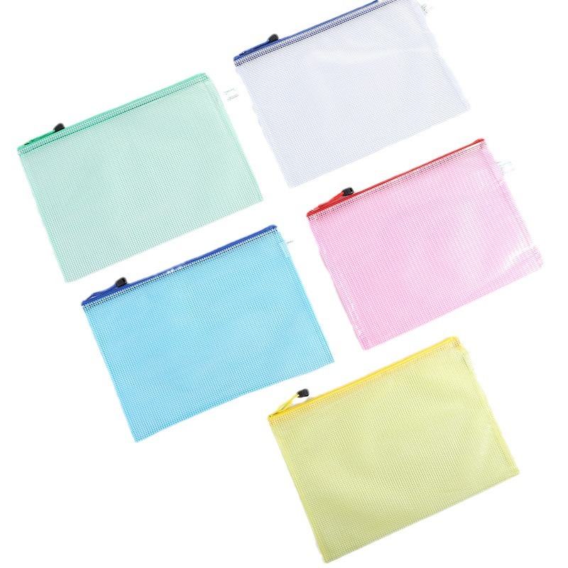 Picture of A4 Transparent Document Bag Zipper Information Bag Plastic File Grid Test Paper Multi-layer Storage Small Fresh Men and Women