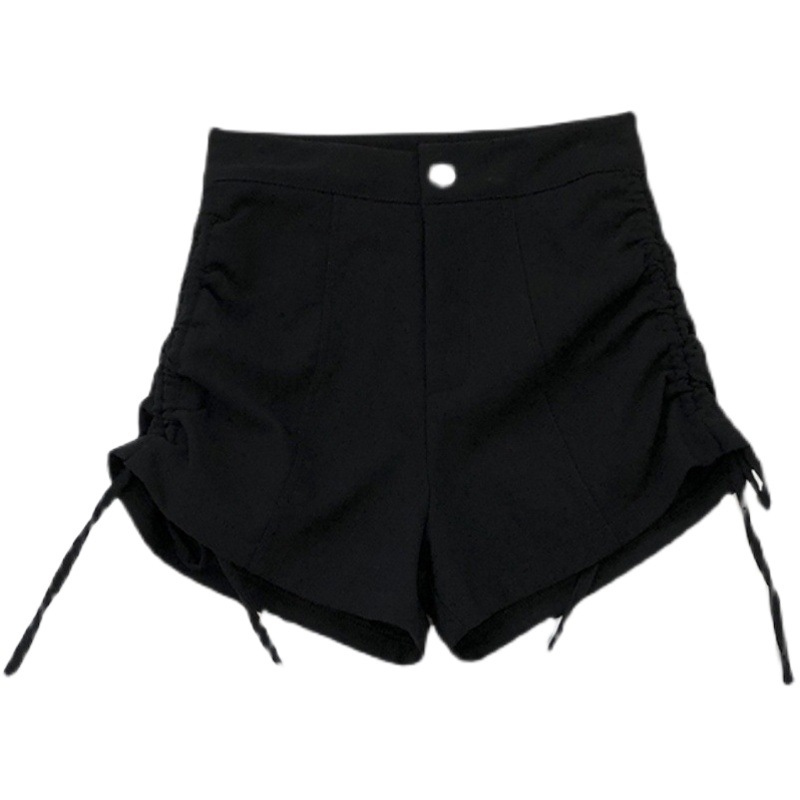 2023 Summer High Waist Slimming Drawstring Casual Pants Hot Pants Hot Pants Hot Girl Shorts Women's Pumpty Design Black Pants