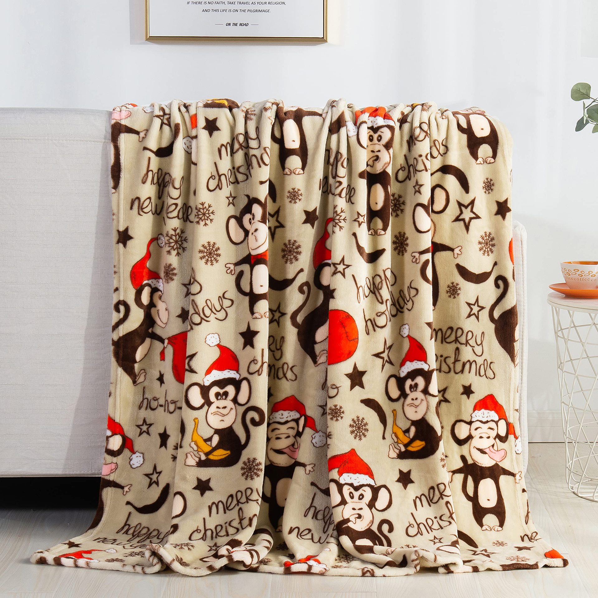 Picture of Christmas atmosphere winter snowman blanket soft and comfortable flannel warm home essential blanket holiday gift