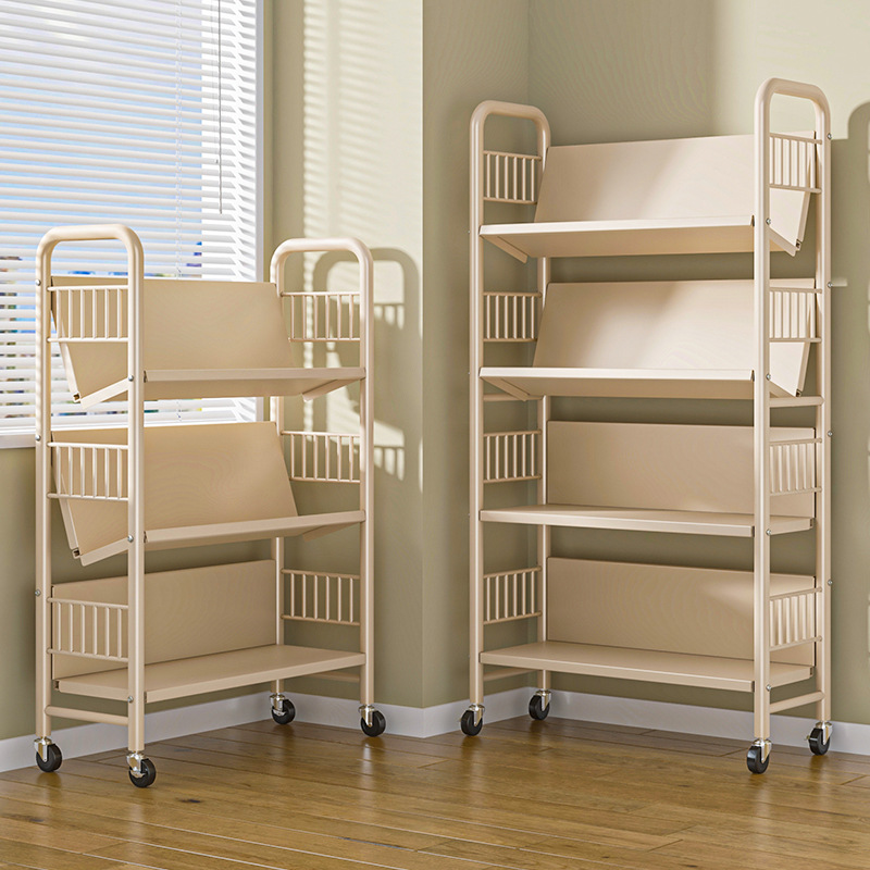 Wholesale Bookshelf Floor-Standing Storage Rack Removable Wheeled Multi-Layer Household Simple Iron Wall-Mounted Small Bookcase