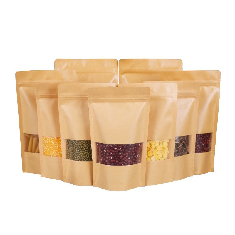 Picture of Thickened Kraft Paper Bag, Customized Window with Seal, Take-Out Packaging Bag, Meat Sandwich Bun Paper Bag, Tea Self-Standing Bag