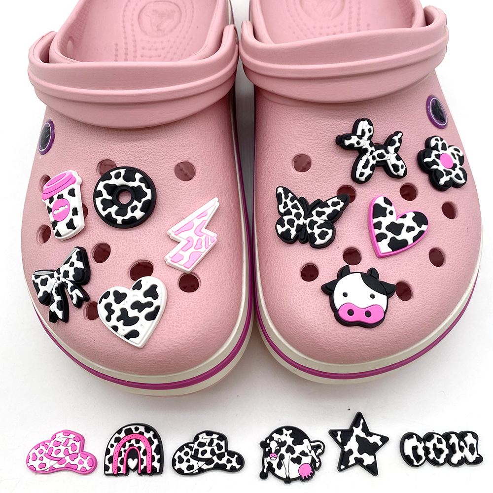 Picture of cartoon cow series hole shoes shoes flower accessories hole shoes diy accessories pvc plastic drop shoe buckle