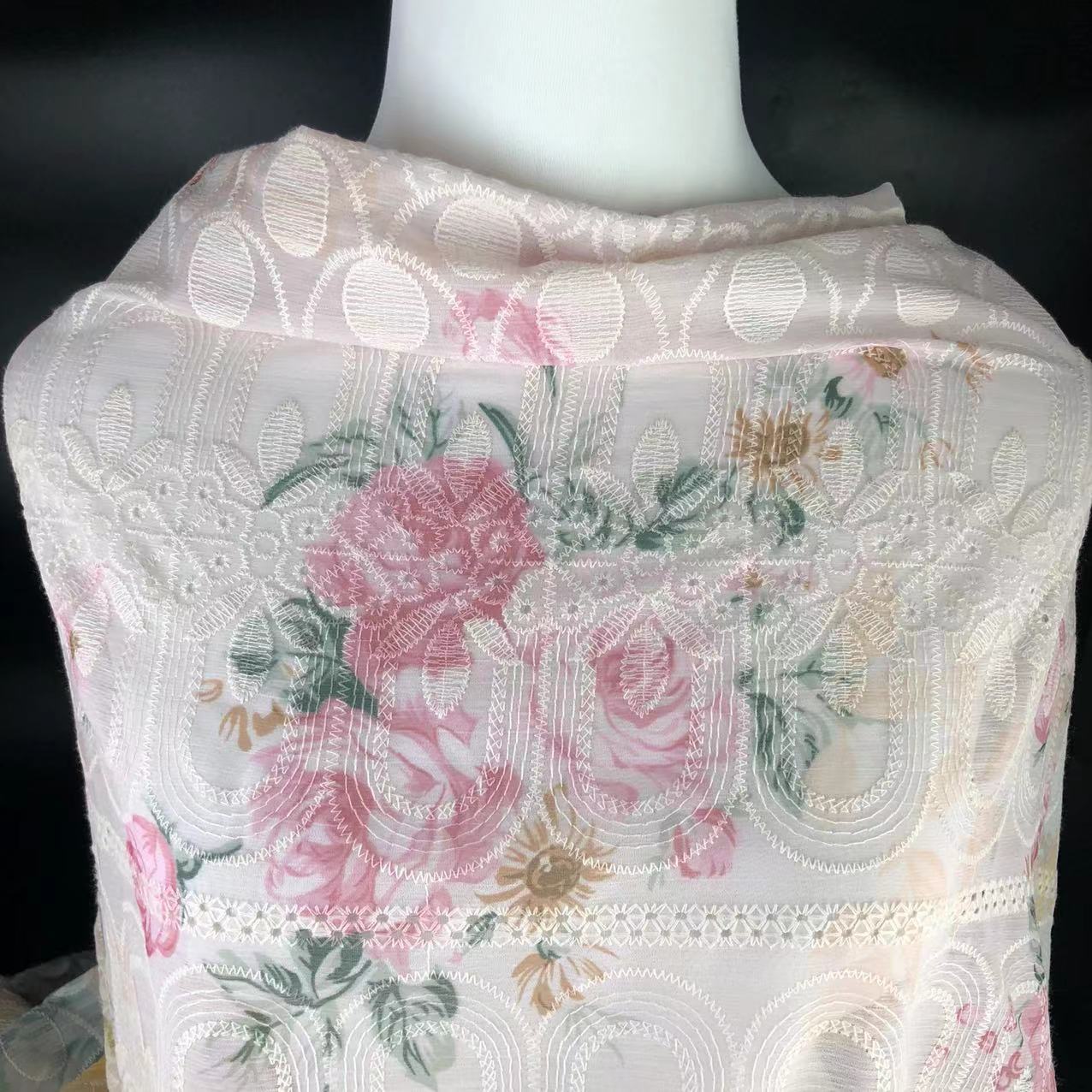Xiaojun Textile Floral Pattern Computer Embroidery Printed Fabric Chinese Print Children's Clothing Fabric Dress Han Dynasty