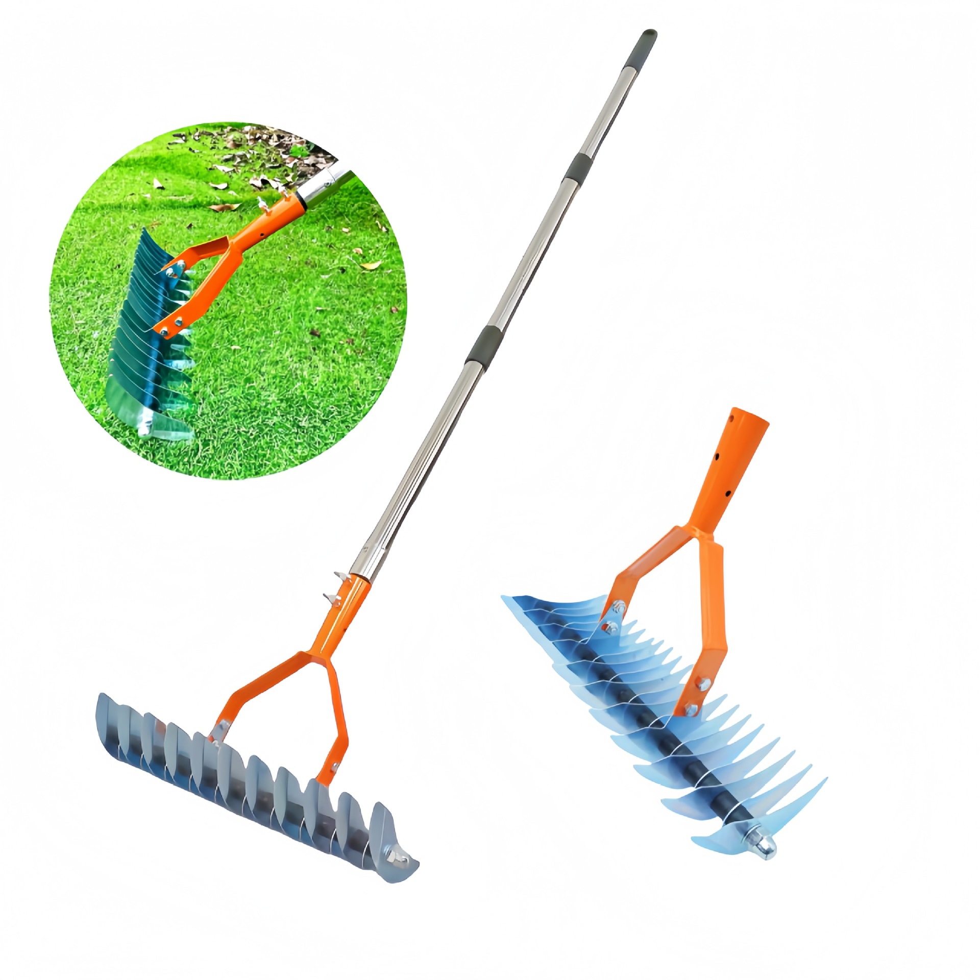 Cross-border detachable thatch rake hay rake wilt grass cleaning courtyard garden soil rake Thatch Rake