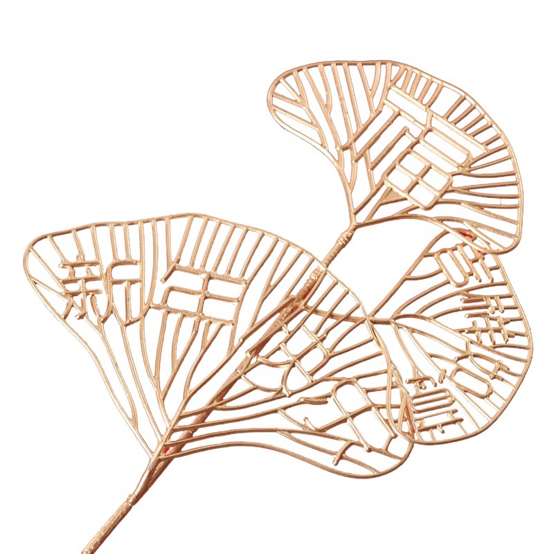 Jinfu Fan Leaf Yiwu Wholesale New Year's Eve Flower Bucket Material Living Room Decoration Accessories Simulation Ginkgo Leaf