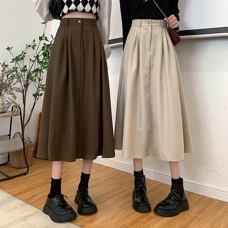 2023 spring and autumn Western style versatile mid-length skirt new Korean style sweet casual small A- line skirt for women