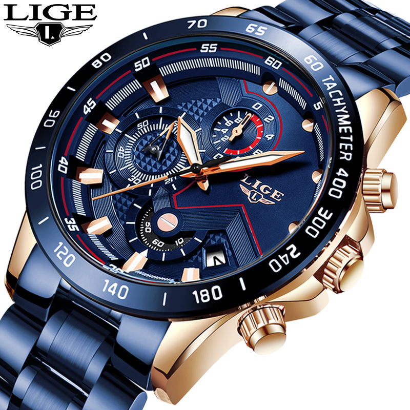 Picture of LIGE/LIGE cross-border special for men's business quartz watch three-eye six-pin multi-function waterproof watch Chronograph