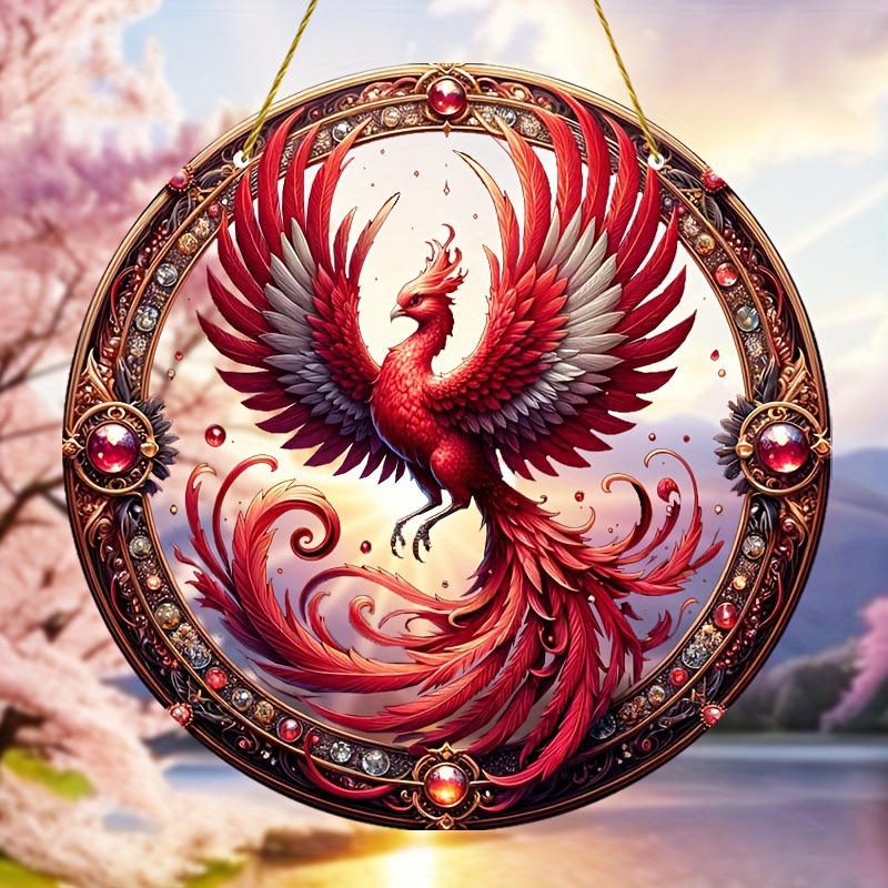 Cross-border color phoenix sun catcher soaring phoenix acrylic home decoration pendant window decoration porch listing