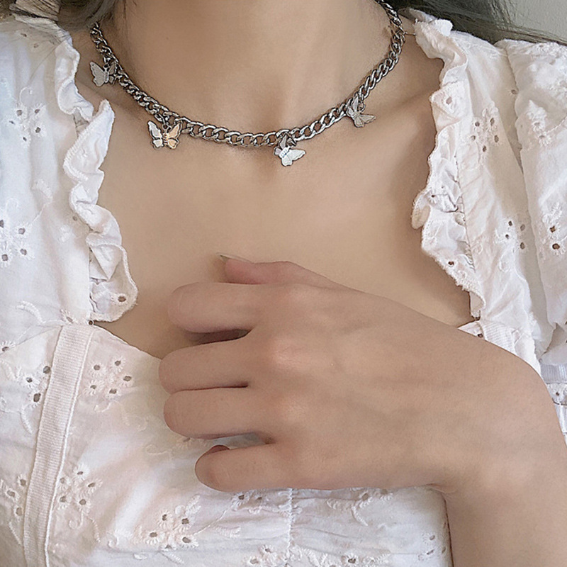 Picture of Korean style ins multiple titanium steel Elegant Butterfly necklace female trendy temperament niche design cold style clavicle chain