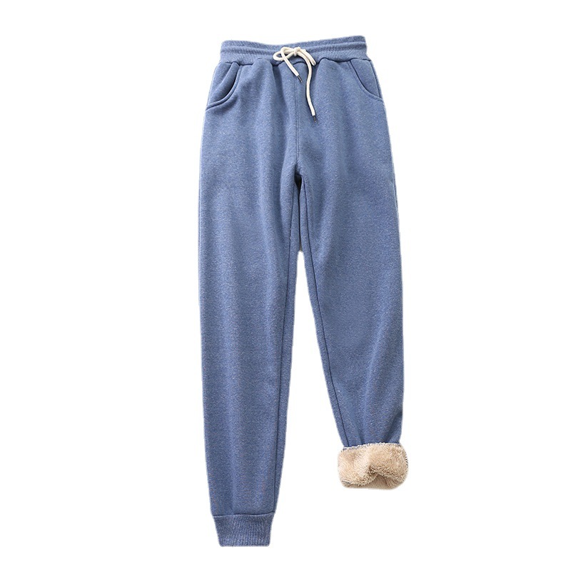 Picture of Harbin Cotton Trousers Fleece-Lined Women's Lamb Fleece Thickened Sweatpants Autumn and Winter Outer Wear Loose Leg Small Casual Cotton Pants