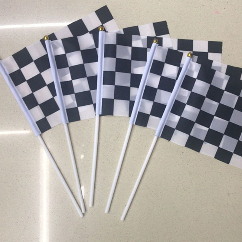 No.8 regular size dancing colorful flag black and white plaid small flag hand-waving flag solid pole small flag