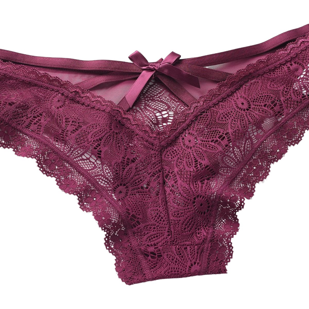 Picture of French Style Sexy Bow Romantic Lace Ultra-thin Breathable Comfortable Women's Low Waist Briefs
