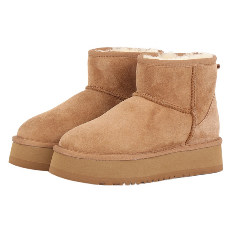 Thick-soled snow boots women's fur one-piece non-slip height-increasing women's boots autumn and winter warm platform with short barrel winter shoes