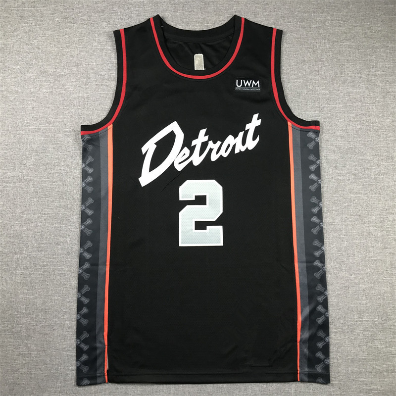 24 Pistons 2 Cade-Cunningham Black City Edition Basketball Suit Cade Cunningham jersey