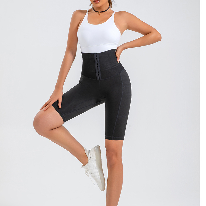 Picture of Cross-border Abdominal Waist Fitness Pants Women's Tight Large Size Running Quick-drying Sports Shorts High Waist Hip-lifting Five-point Pocket