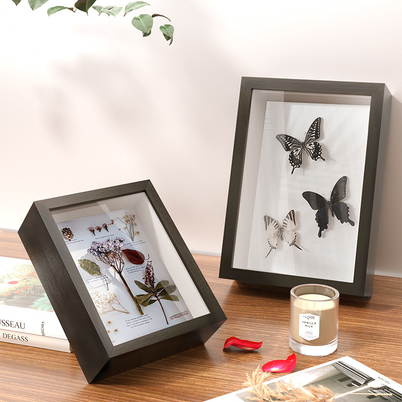Picture of Three-dimensional hollow photo frame picture frame wholesale wall-hanging solid wood dried flower butterfly specimen frame handmade diy table crafts