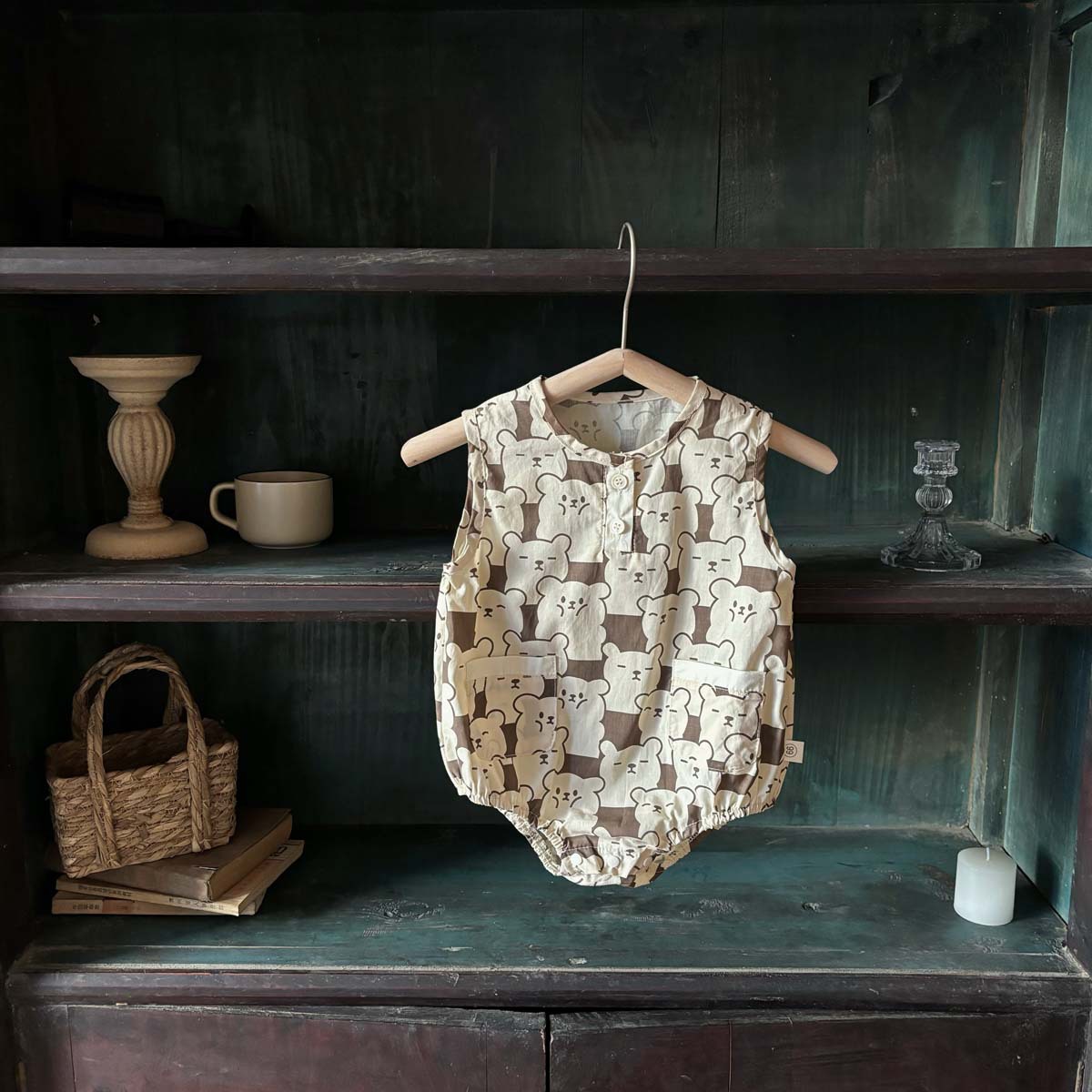 Picture of in stock Baby Summer Clothes Baby Boys and Girls Thin All-in-Body Clothes Western-style Wave Dot Vest Wrap-up Clothes Climbing Clothes