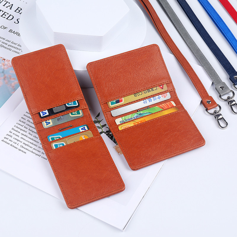 Picture of PU5 card position work card folding card sleeve magnetic work license badge card set badge driver's license hanging tag lanyard