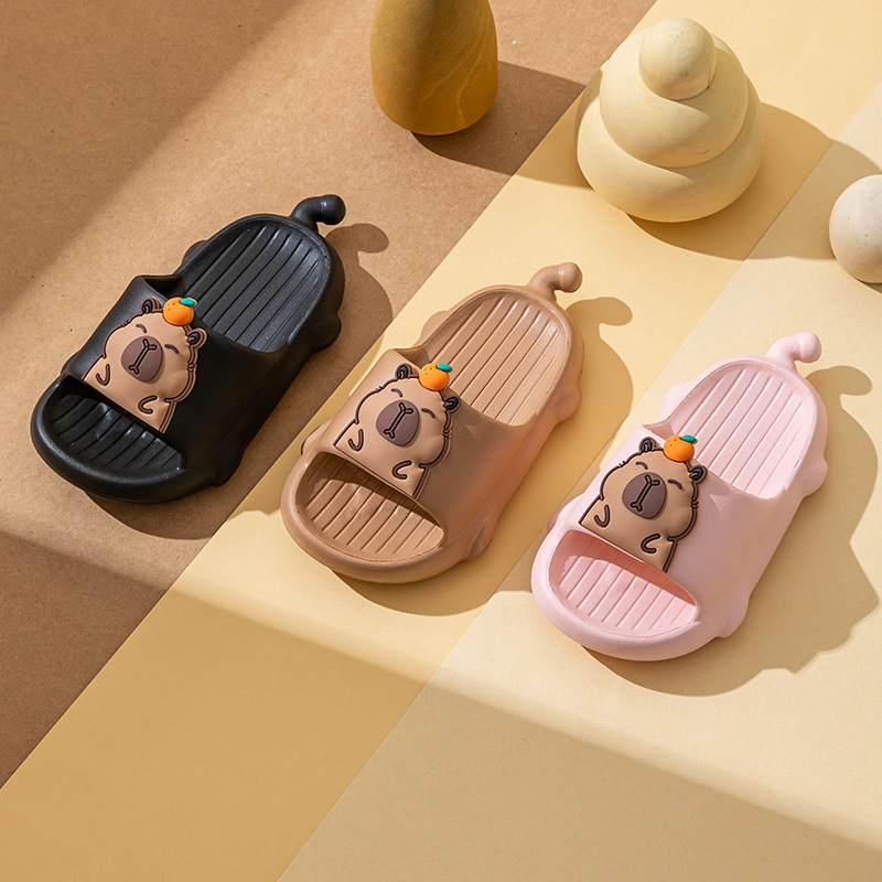 Picabala Girl's Outer Wear Slippers Summer Cute Cartoon Children's Home Bath Soft Bottom Boys' Hole Shoes