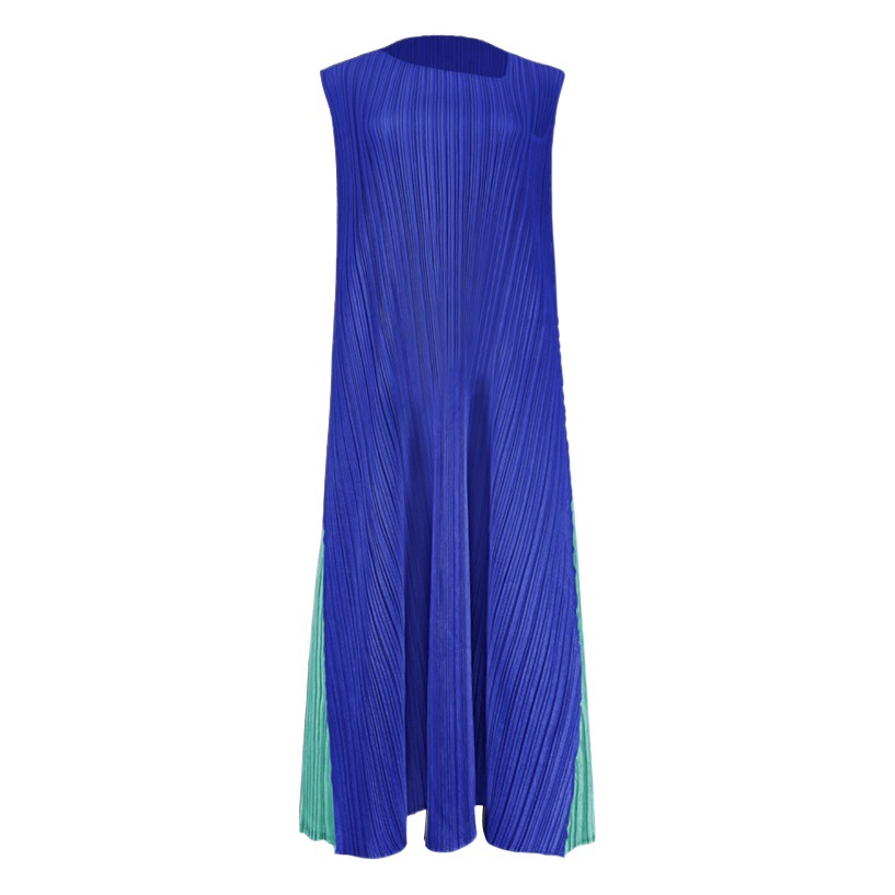 Miyake New 2025 Spring New Korean Style Solid Color Commuting Slim Contrast Color Dress Loose Slim Skirt Women