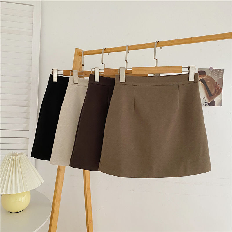 Woolen Skirt Women's 2024 Fall/Winter plus size Anti-glare Short Skirt High Waist Slimming Small A- line Skirt Hip Skirt