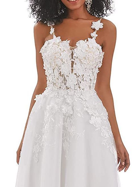 Picture of Foreign Trade Wedding Dress Sling Waist Slimming Lace Decal Perspective Light Wedding Dress Mori Travel Shot Cross-border Hot New Yarn