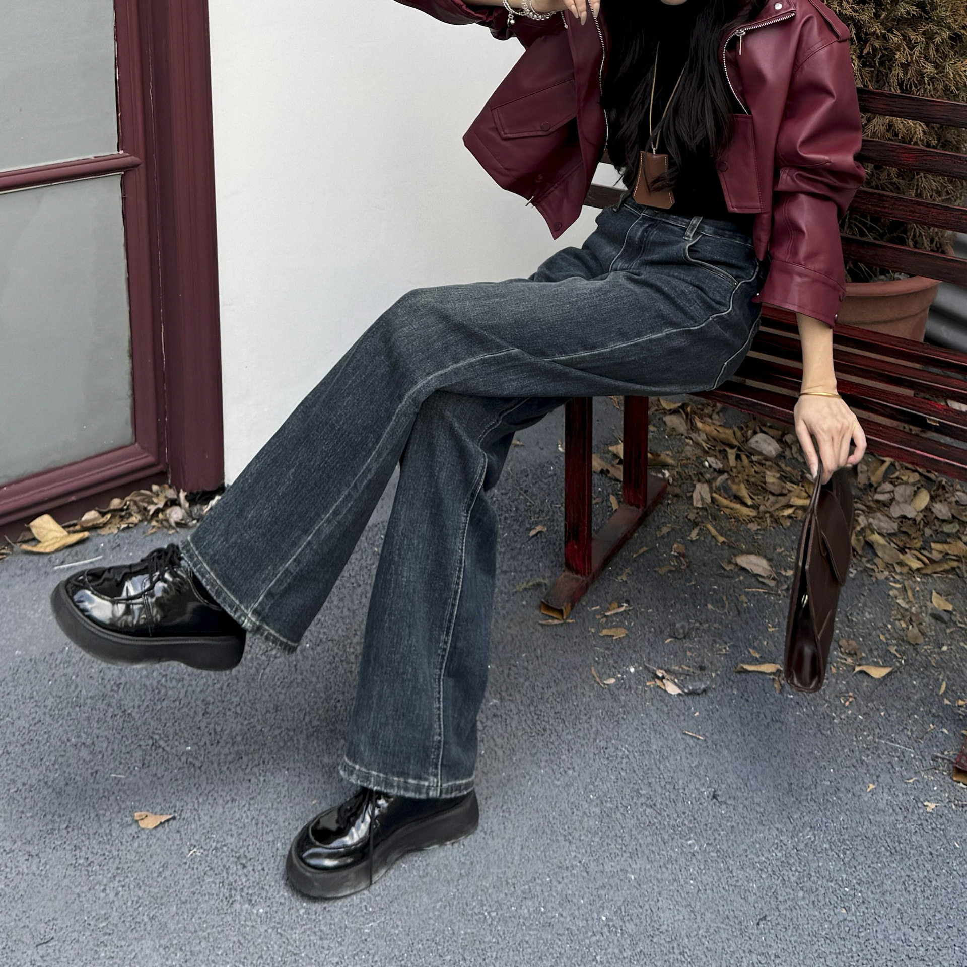 Autumn new fat sister mm plus size jeans plus fat increase stretch retro straight pants shake fast cross-border exclusive