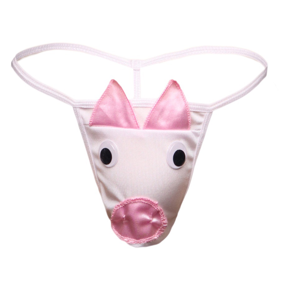 Cute cartoon sexy men's thong low waist men's T pants flying pig underwear creative sexy underwear men