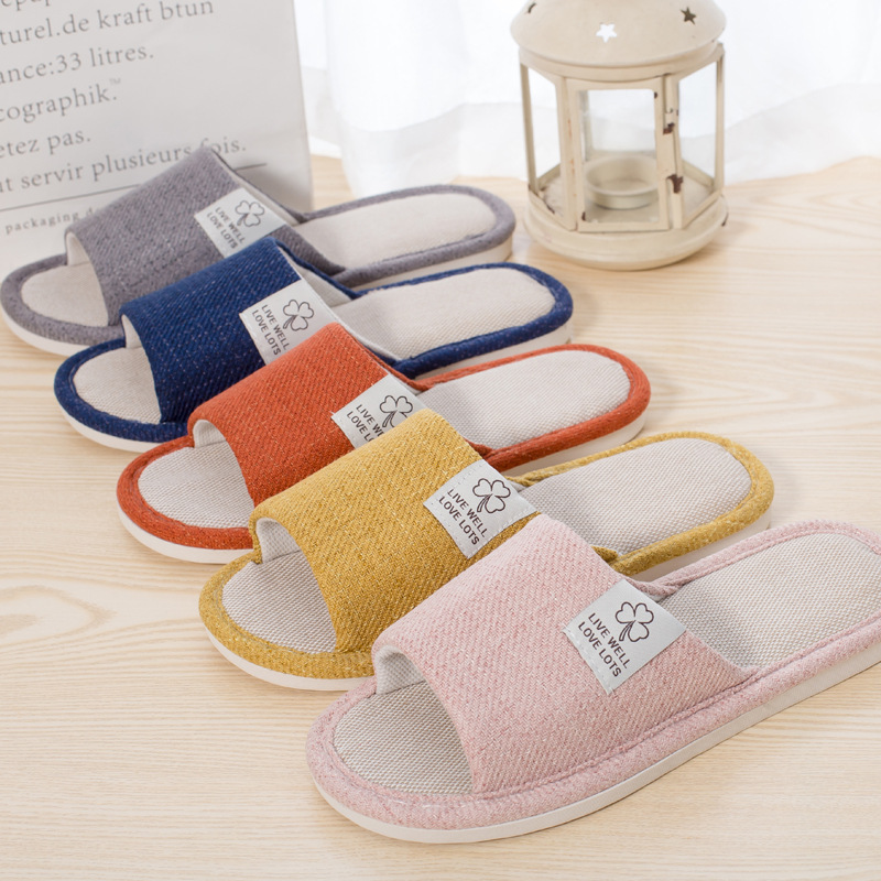 Linen Slippers for Women for All Seasons, Home Leisure, Silent, Non-Slip, Breathable, Sweat-Absorbent, Cotton and Linen Floor Slippers for Men, Summer Home Use