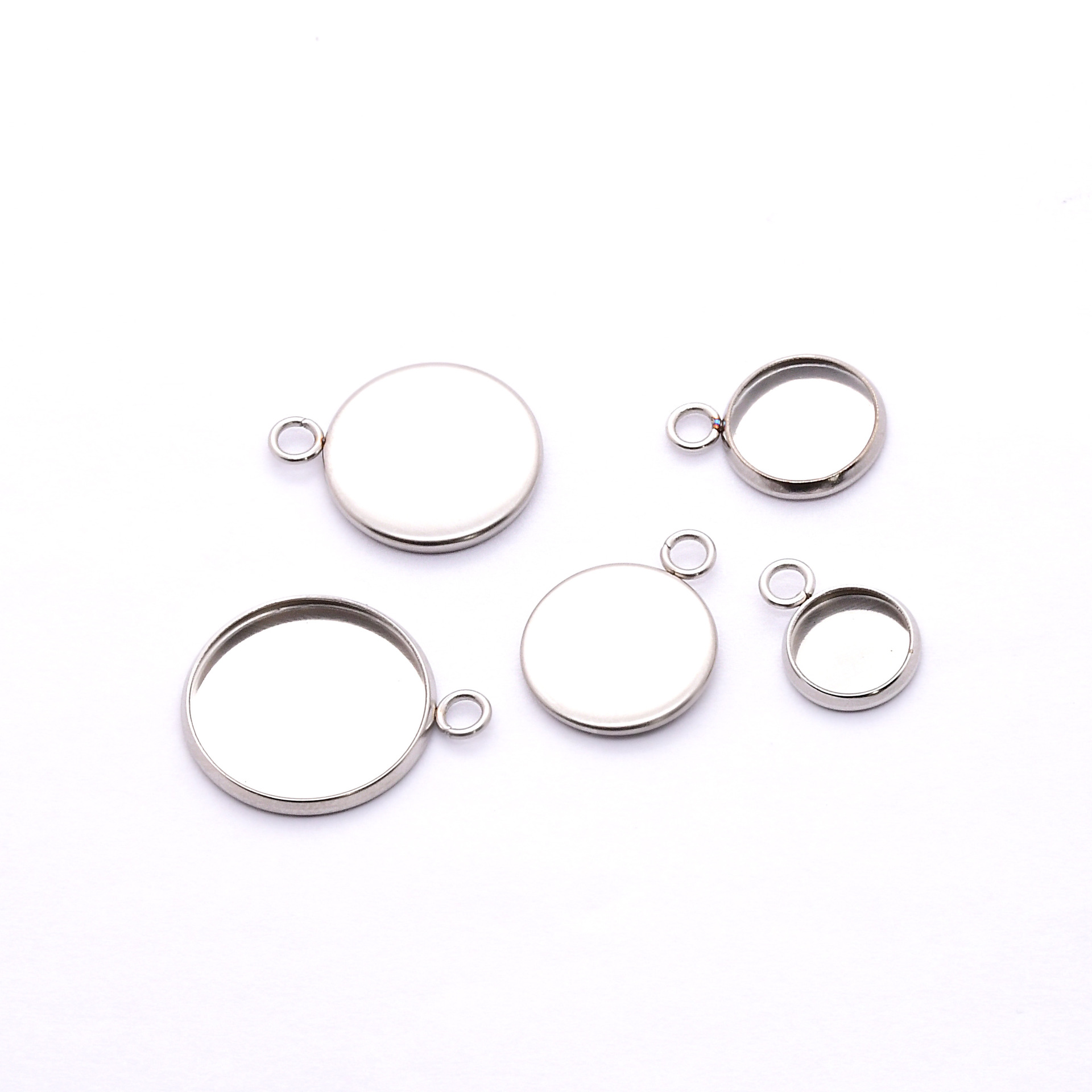 Picture of Factory wholesale diy stainless steel jewelry pendant 6-30m time gem base jewelry accessories round stone holder