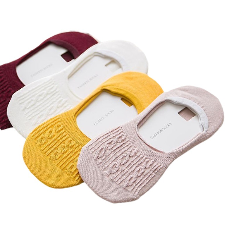 Spring and Summer New Style Shallow Mouth Invisible Women's Socks Breathable Boat Socks Non-Slip Non-Falling Casual Women's Socks Solid Color Socks for Women