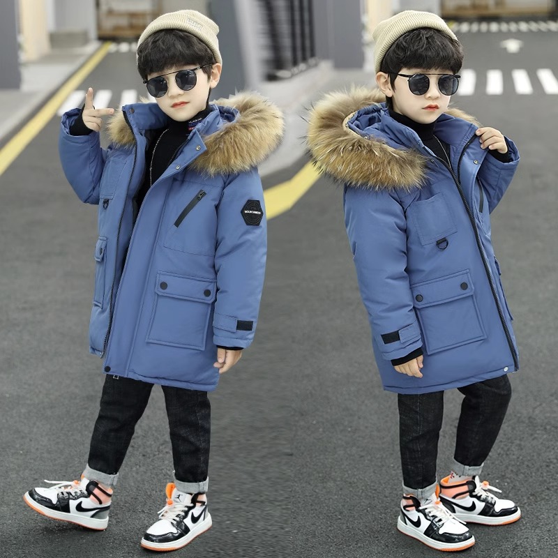 Children's winter jacket thickened cotton-padded coat 2023 new boys' Western style mid-length cold-proof warm cotton-padded coat handsome