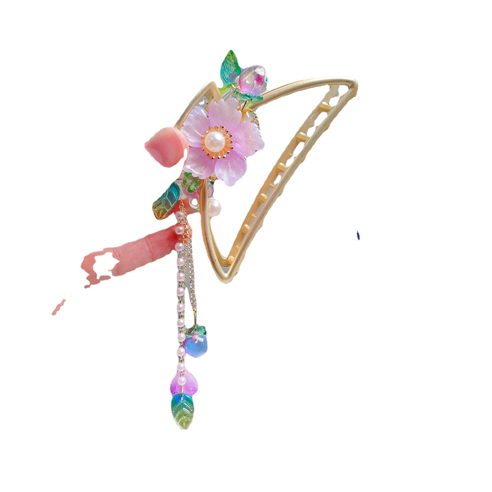 Picture of Ancient Style Hair Accessories for Children, Hanfu Hair Ornaments for Girls, Back-Of-Head Claw Clips, Chinese Style Pendant Hairpins, Butterfly