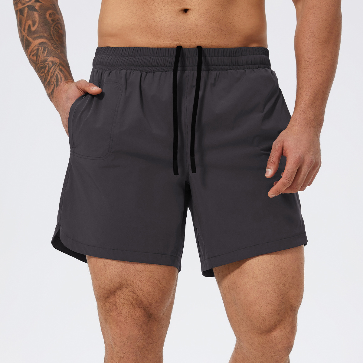 Cross-border European and American men's quick-drying breathable skin-friendly sports fitness double-layer shorts basketball tennis running shorts 1082